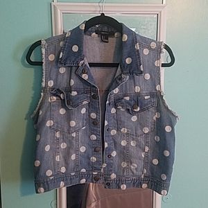 Polka Dot Denim Vest